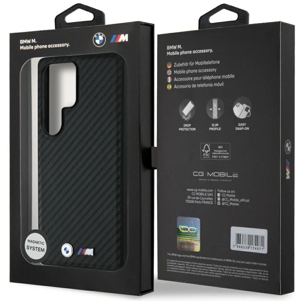 BMW Leather Carbon MagSafe Case for Samsung Galaxy S25 Ultra - Blackeng