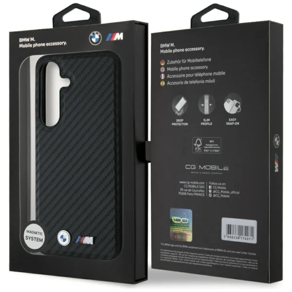 BMW Leather Carbon MagSafe Case for Samsung Galaxy S25+ - Blackeng