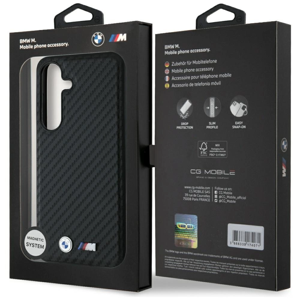BMW Leather Carbon MagSafe Case for Samsung Galaxy S25+ - Blackeng