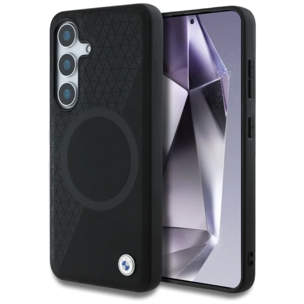 BMW Leather Half Textured MagSafe Case for Samsung Galaxy S25 - Blackeng