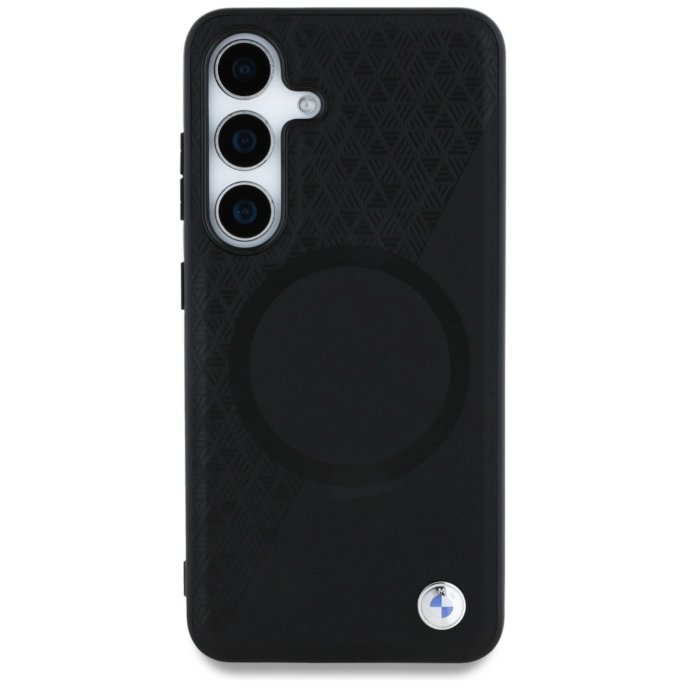 BMW Leather Half Textured MagSafe Case for Samsung Galaxy S25 - Blackeng