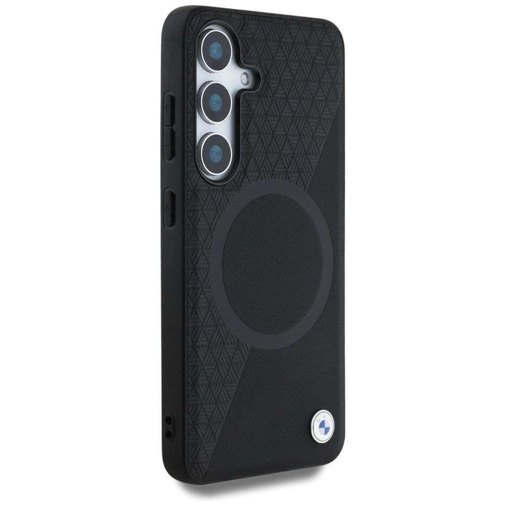 BMW Leather Half Textured MagSafe Case for Samsung Galaxy S25 - Blackeng