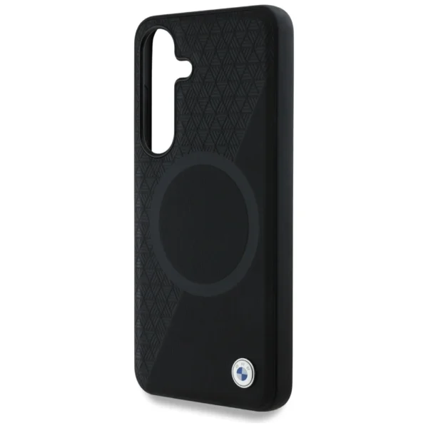 BMW Leather Half Textured MagSafe Case for Samsung Galaxy S25 - Blackeng