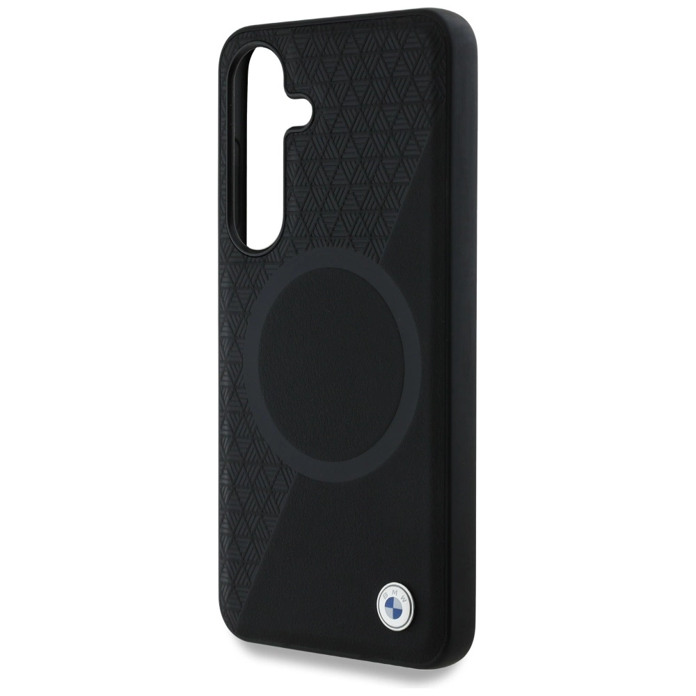 BMW Leather Half Textured MagSafe Case for Samsung Galaxy S25 - Blackeng
