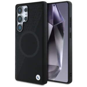 BMW Leather Half Textured MagSafe Case for Samsung Galaxy S25 Ultra - Blackeng
