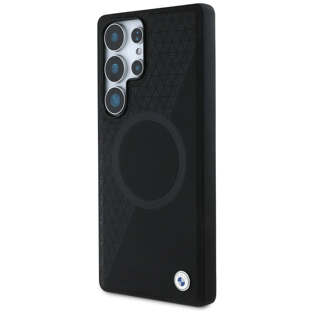 BMW Leather Half Textured MagSafe Case for Samsung Galaxy S25 Ultra - Blackeng