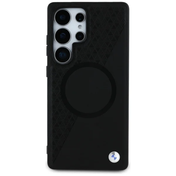 BMW Leather Half Textured MagSafe Case for Samsung Galaxy S25 Ultra - Blackeng