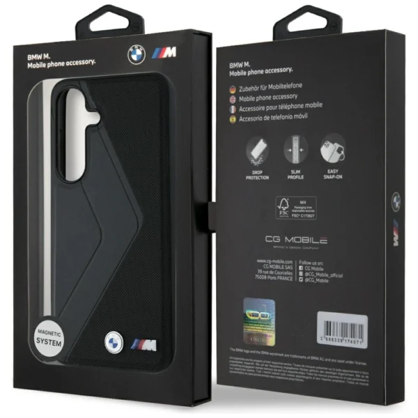 BMW Leather Oversized Stripes MagSafe case for Samsung Galaxy S25 - blackeng