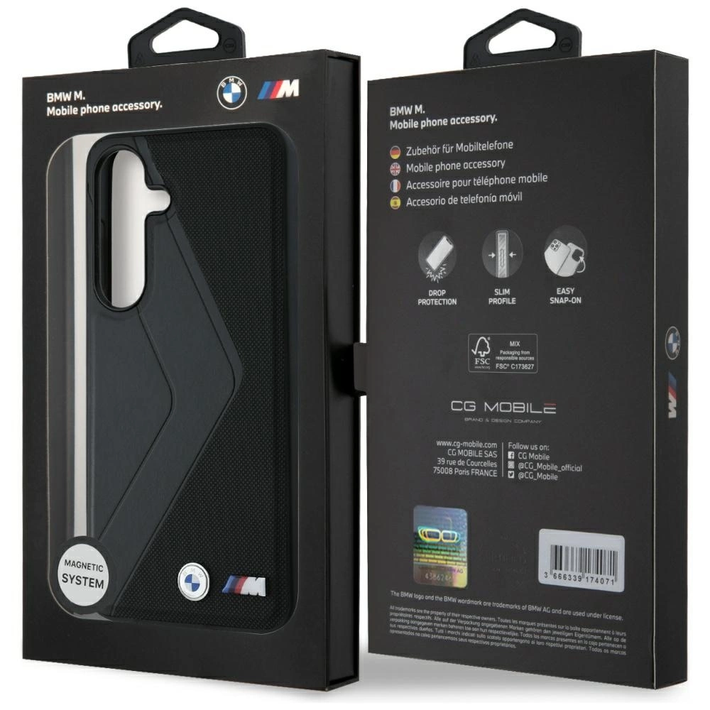 BMW Leather Oversized Stripes MagSafe case for Samsung Galaxy S25 - blackeng