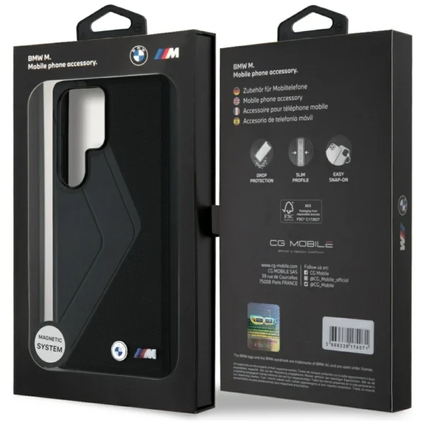 BMW Leather Oversized Stripes MagSafe case for Samsung Galaxy S25 Ultra - blackeng
