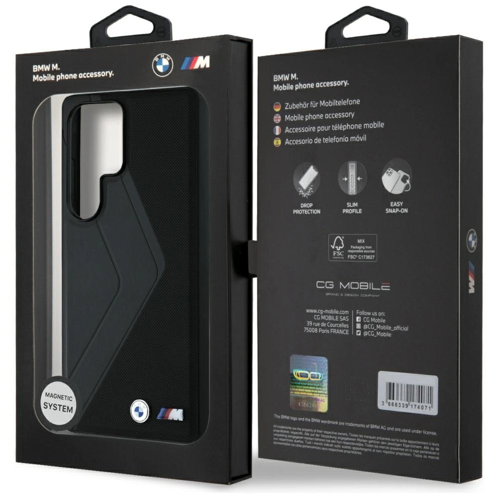 BMW Leather Oversized Stripes MagSafe case for Samsung Galaxy S25 Ultra - blackeng