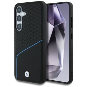 BMW Leather Textured and Smooth MagSafe Case for Samsung Galaxy S25 - Blackeng