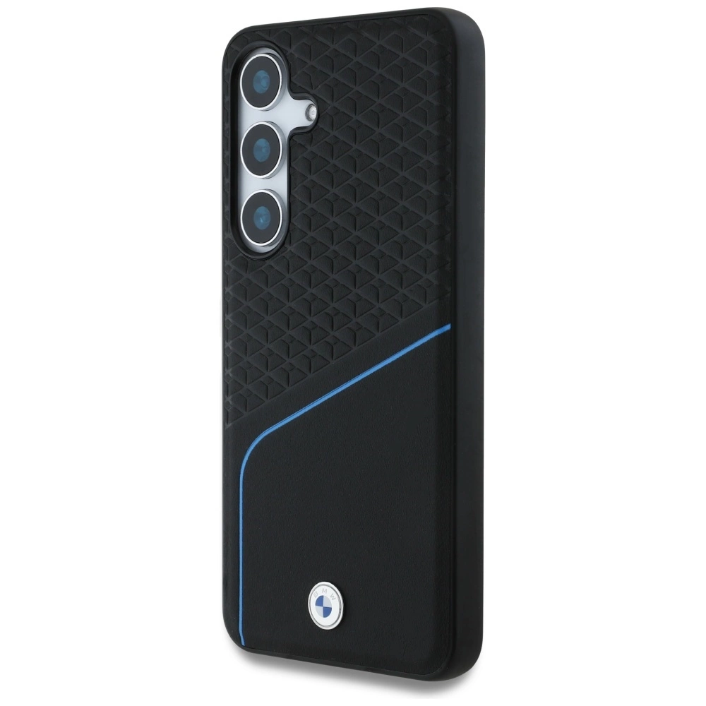 BMW Leather Textured and Smooth MagSafe Case for Samsung Galaxy S25 - Blackeng