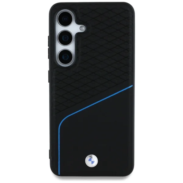 BMW Leather Textured and Smooth MagSafe Case for Samsung Galaxy S25 - Blackeng
