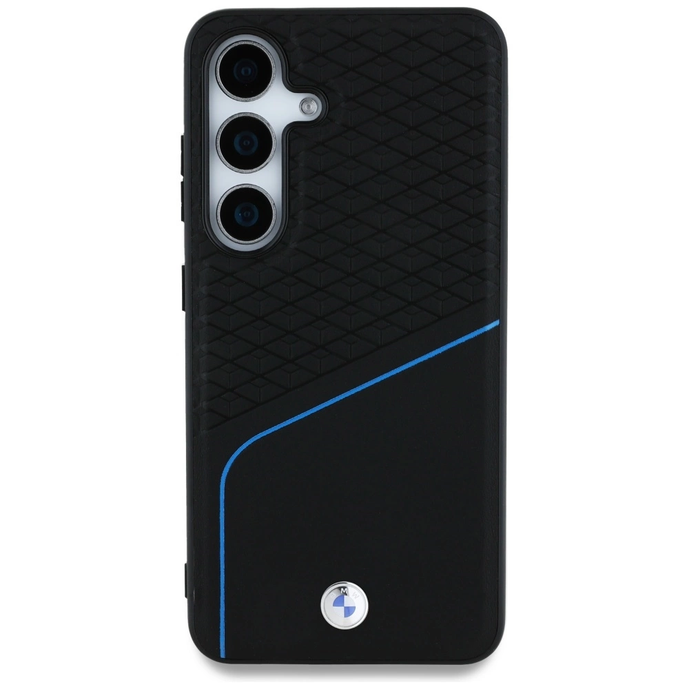 BMW Leather Textured and Smooth MagSafe Case for Samsung Galaxy S25 - Blackeng