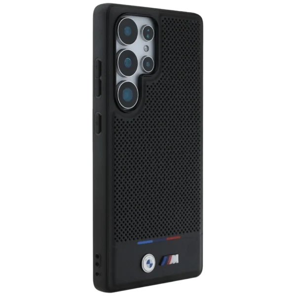 BMW Leather Tricolor Stripe MagSafena Samsung Galaxy S25 Ultra Case - Blackeng