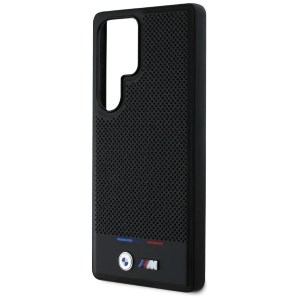 BMW Leather Tricolor Stripe MagSafena Samsung Galaxy S25 Ultra Case - Blackeng