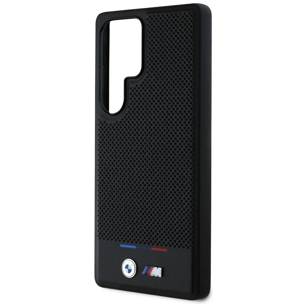 BMW Leather Tricolor Stripe MagSafena Samsung Galaxy S25 Ultra Case - Blackeng