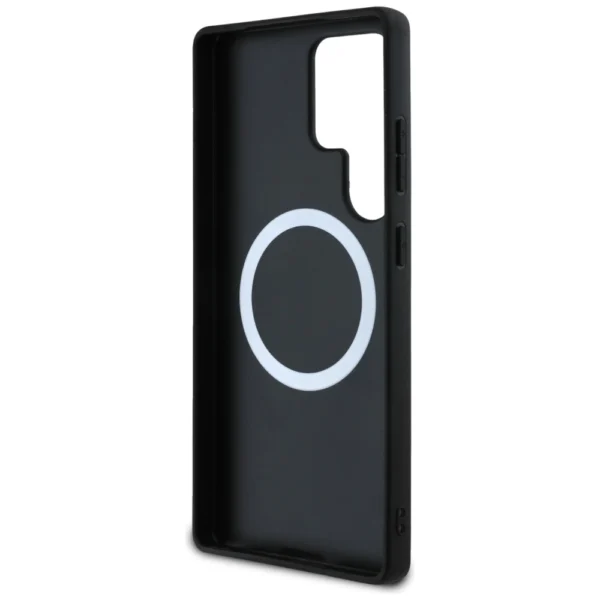 BMW Leather Tricolor Stripe MagSafena Samsung Galaxy S25 Ultra Case - Blackeng