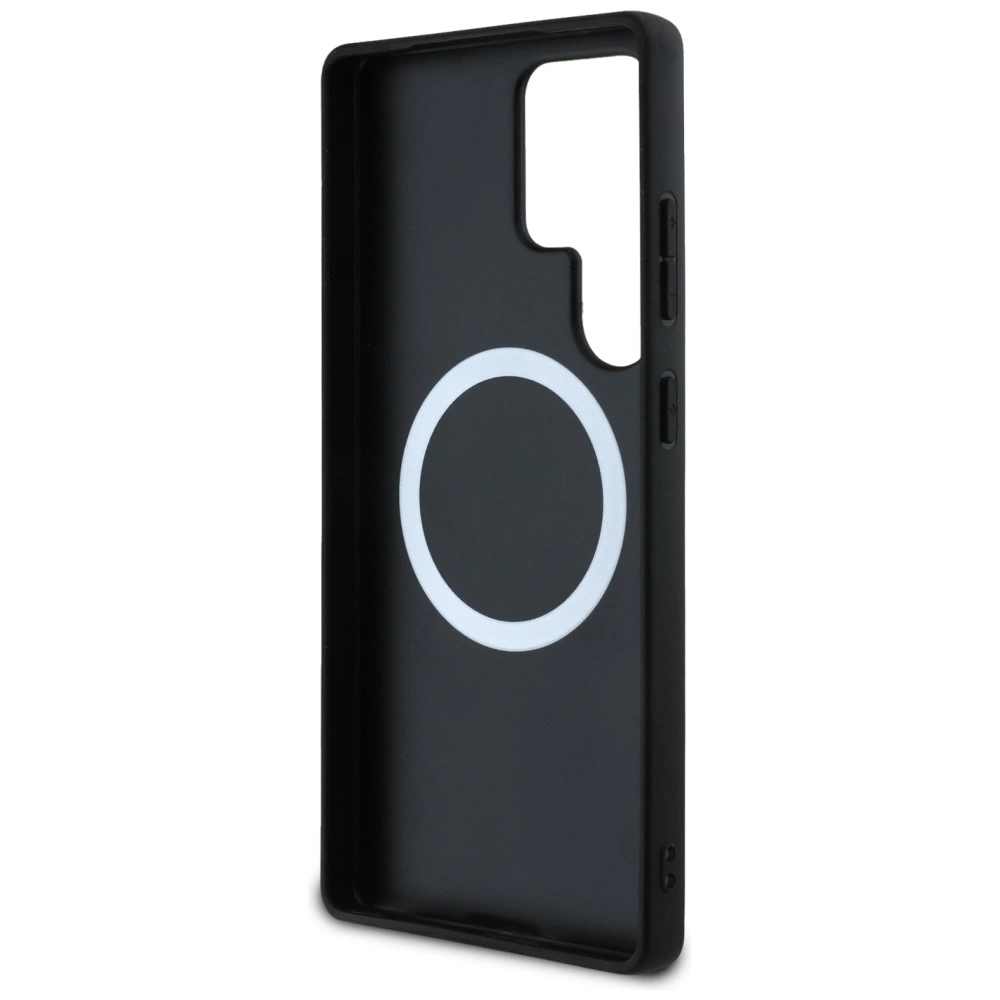 BMW Leather Tricolor Stripe MagSafena Samsung Galaxy S25 Ultra Case - Blackeng