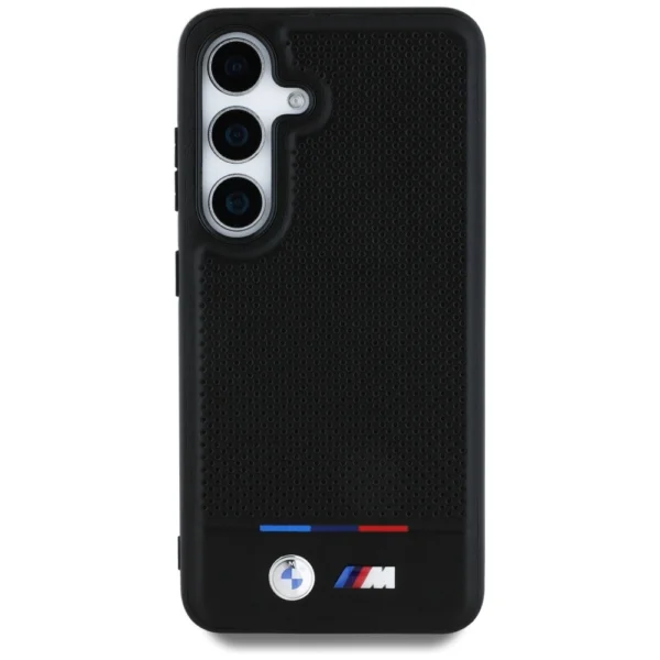 BMW Leather Tricolor Stripe MagSafe Case for Samsung Galaxy S25+ - Blackeng