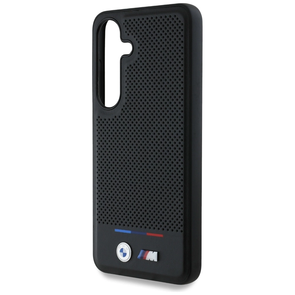 BMW Leather Tricolor Stripe MagSafe Case for Samsung Galaxy S25+ - Blackeng