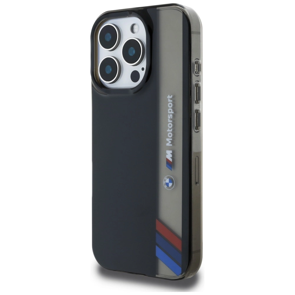 BMW Motorsport IML Vertical Stripe iPhone 16 Pro Max Case - Blackeng