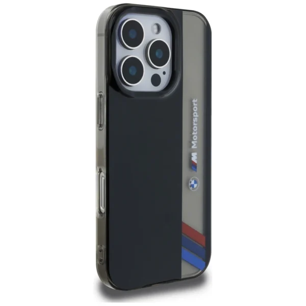 BMW Motorsport IML Vertical Stripe iPhone 16 Pro Max Case - Blackeng