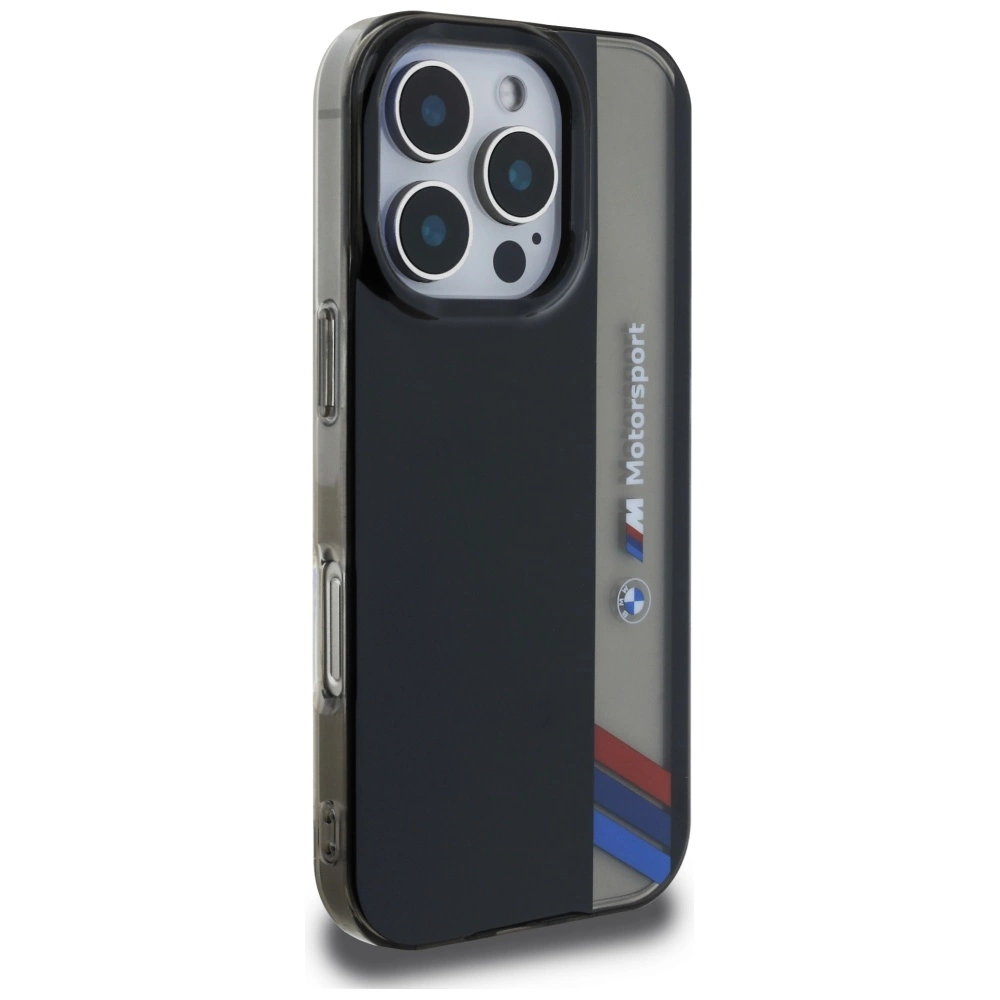 BMW Motorsport IML Vertical Stripe iPhone 16 Pro Max Case - Blackeng
