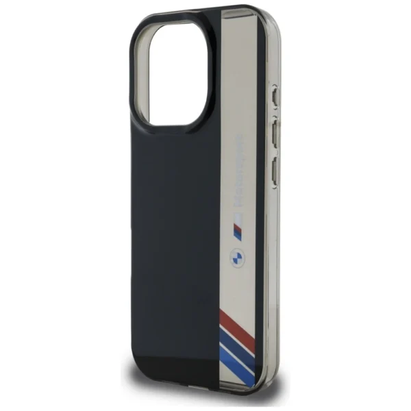 BMW Motorsport IML Vertical Stripe iPhone 16 Pro Max Case - Blackeng