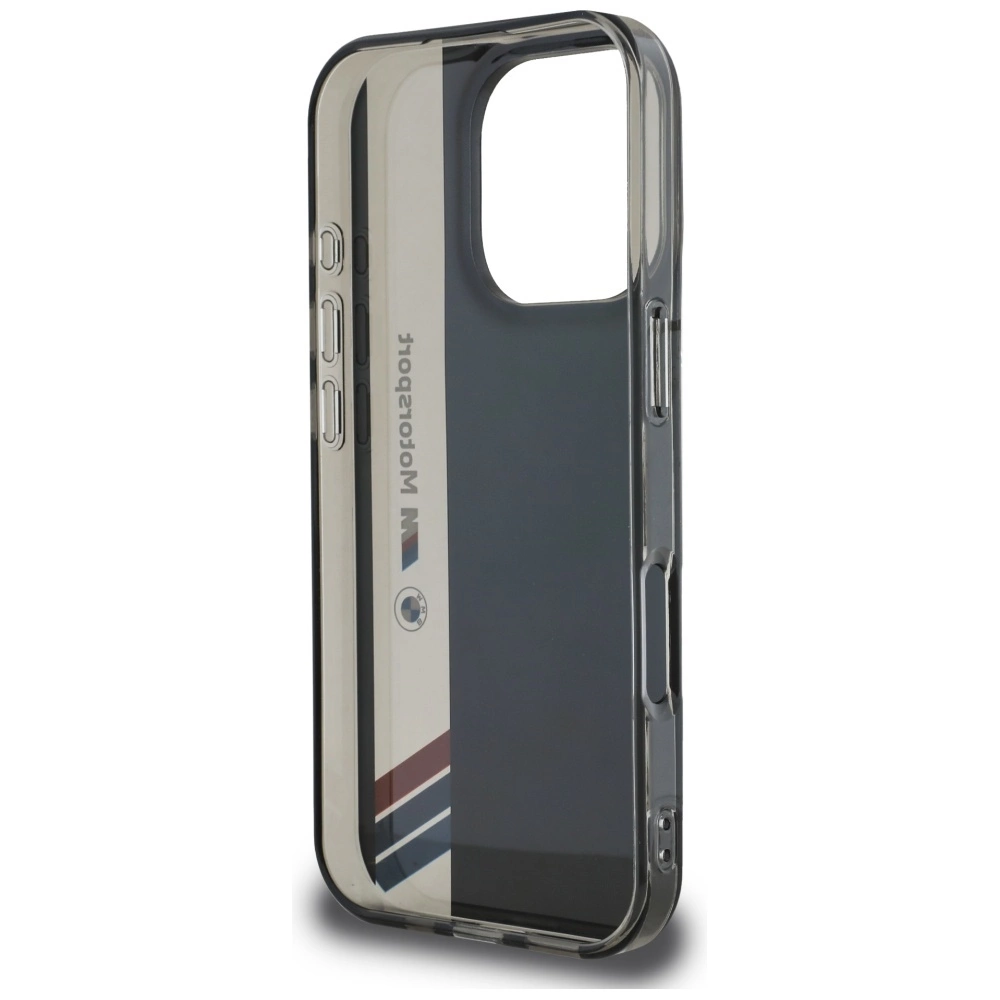 BMW Motorsport IML Vertical Stripe iPhone 16 Pro Max Case - Blackeng