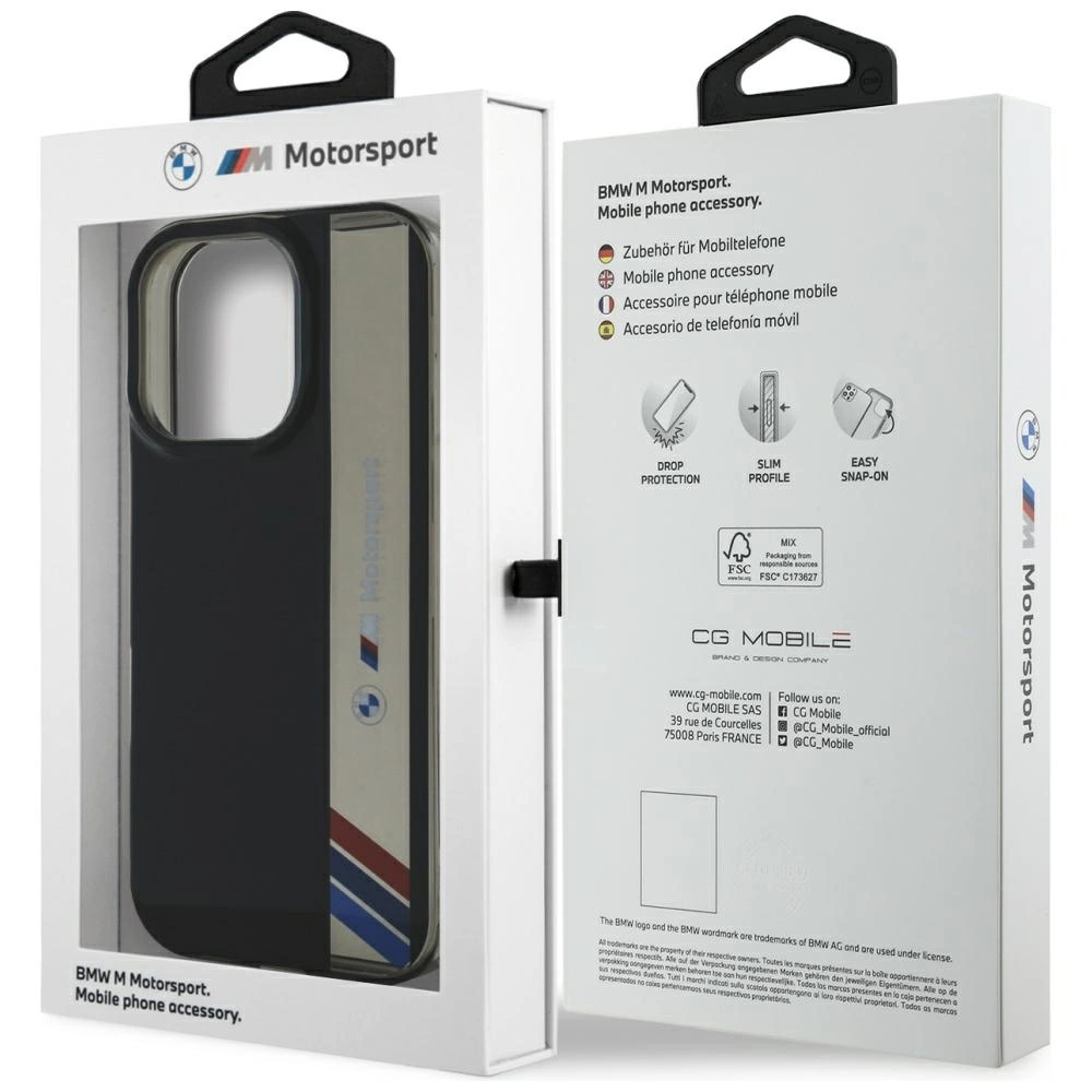 BMW Motorsport IML Vertical Stripe iPhone 16 Pro Max Case - Blackeng