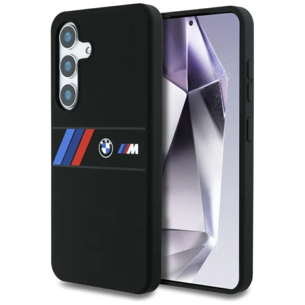 BMW Silicone Middle Tricolor Stripes MagSafe Case for Samsung Galaxy S25 - Blackeng