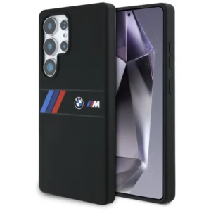 BMW Silicone Middle Tricolor Stripes MagSafe Case for Samsung Galaxy S25 Ultra - Blackeng