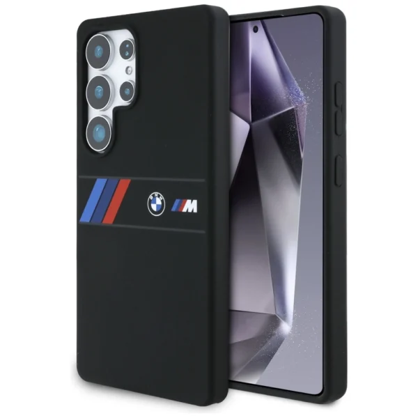 BMW Silicone Middle Tricolor Stripes MagSafe Case for Samsung Galaxy S25 Ultra - Blackeng