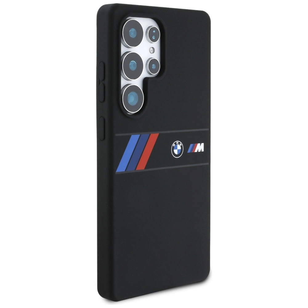 BMW Silicone Middle Tricolor Stripes MagSafe Case for Samsung Galaxy S25 Ultra - Blackeng