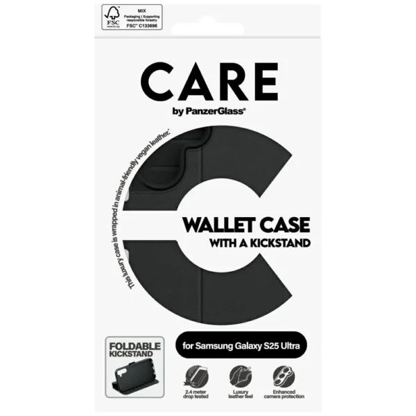 CARE by PanzerGlass Feature Wallet Kickstand Case for Samsung Galaxy S25 Ultra - Blackeng