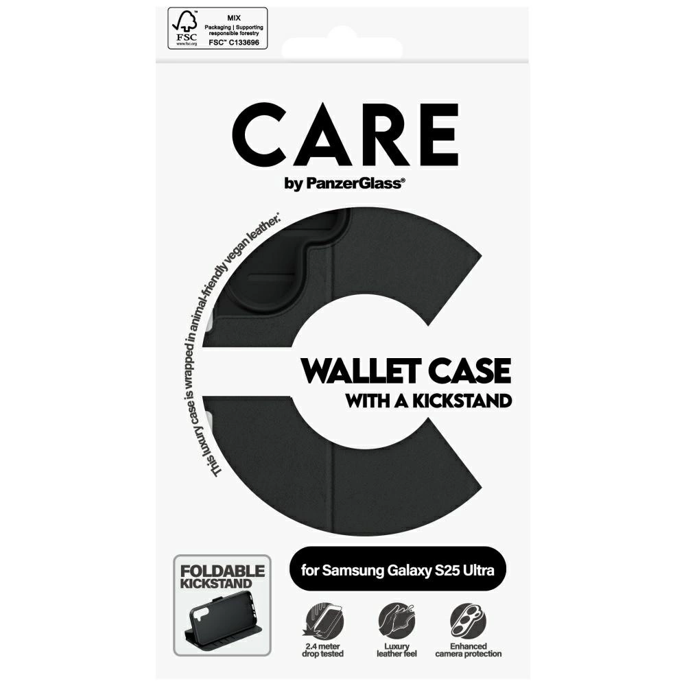 CARE by PanzerGlass Feature Wallet Kickstand Case for Samsung Galaxy S25 Ultra - Blackeng
