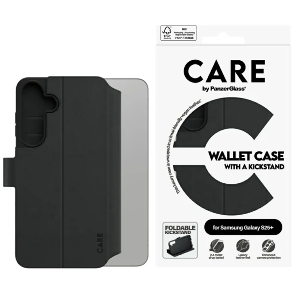 CARE by PanzerGlass Feature Wallet Kickstand Case for Samsung Galaxy S25+ - Blackeng