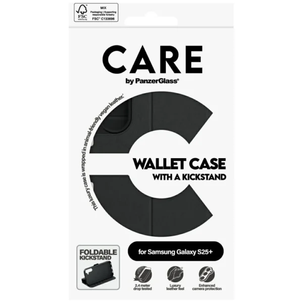 CARE by PanzerGlass Feature Wallet Kickstand Case for Samsung Galaxy S25+ - Blackeng
