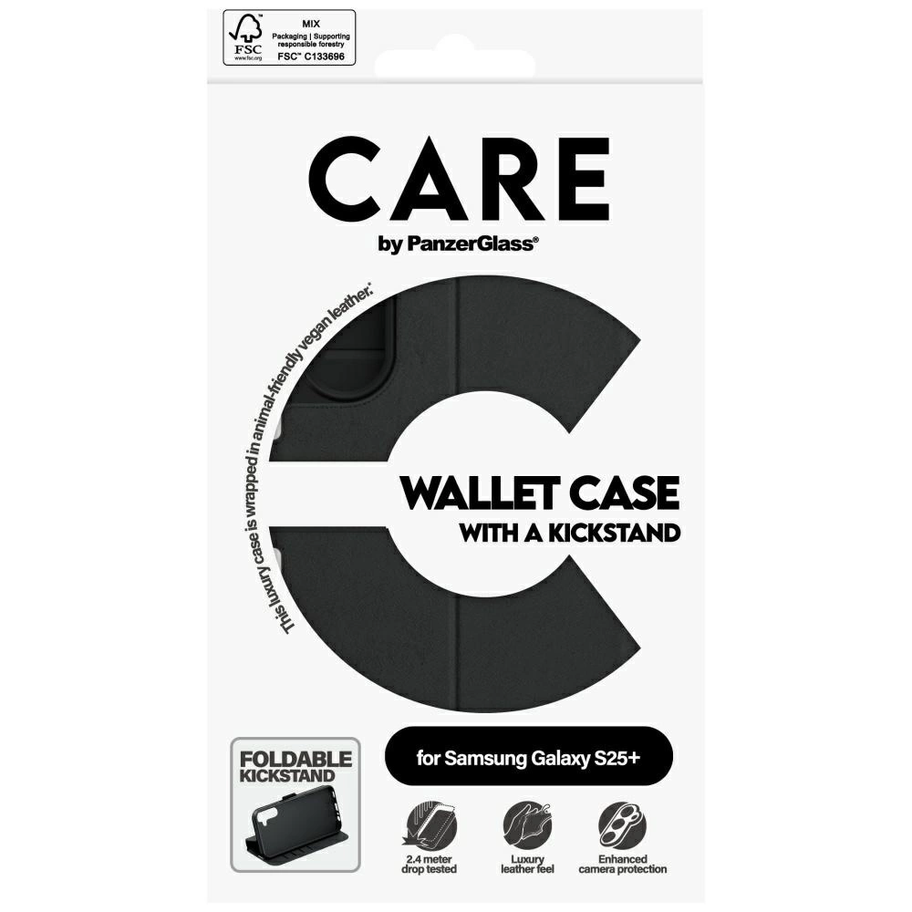 CARE by PanzerGlass Feature Wallet Kickstand Case for Samsung Galaxy S25+ - Blackeng