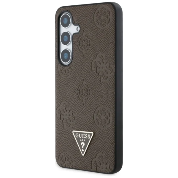 Guess Grained Hot Stamp Peony Pattern Triangle Logo MagSafe Case for Samsung Galaxy S25 - Browneng