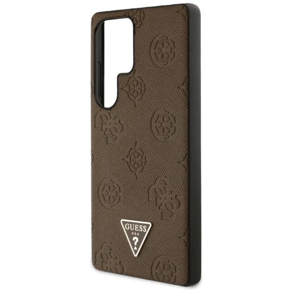 Guess Grained Hot Stamp Peony Pattern Triangle Logo MagSafe Case for Samsung Galaxy S25 Ultra - Browneng