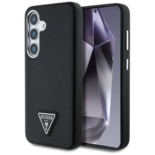 Guess Grained Triangle Logo MagSafe case for Samsung Galaxy S25 - blackeng