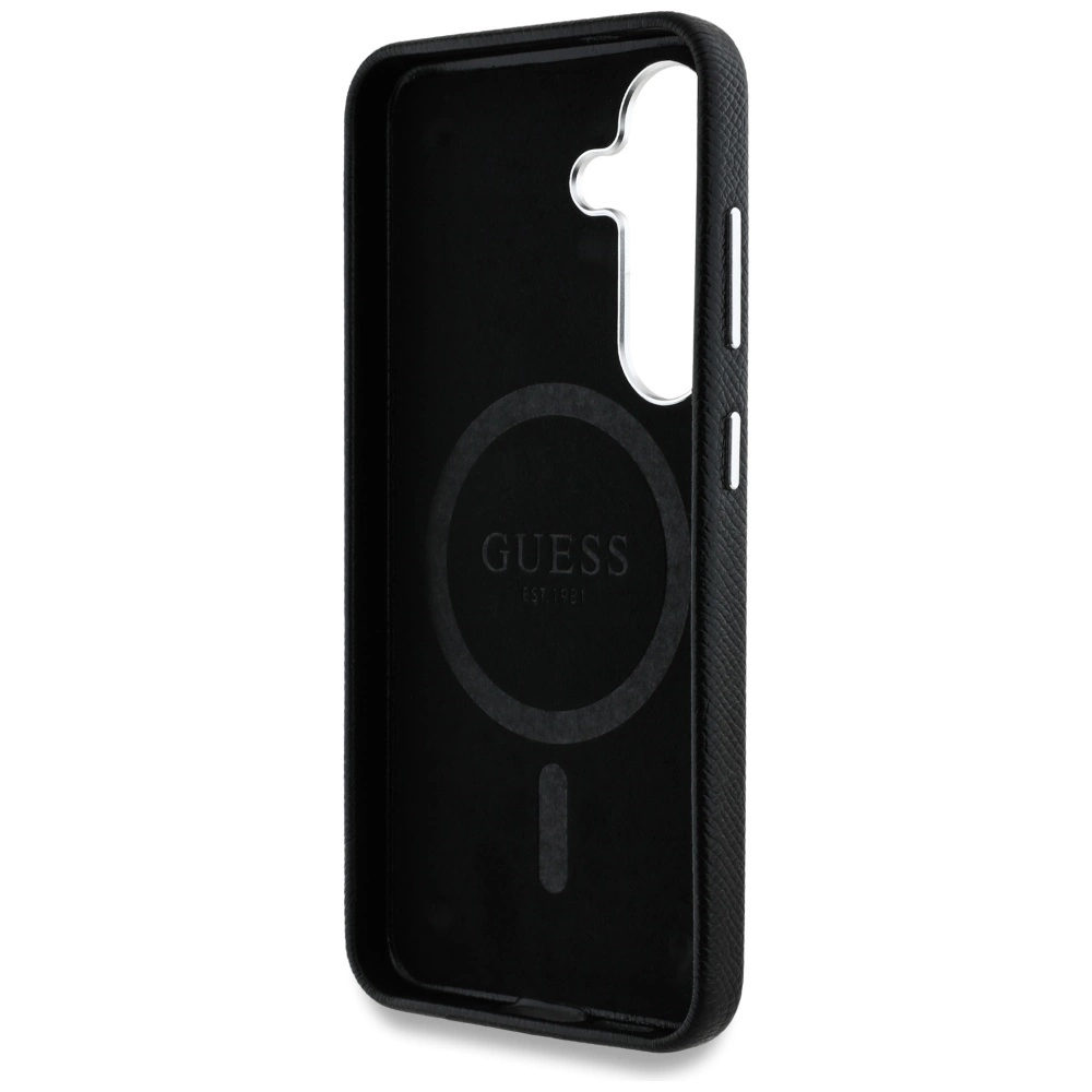 Guess Grained Triangle Logo MagSafe case for Samsung Galaxy S25 - blackeng