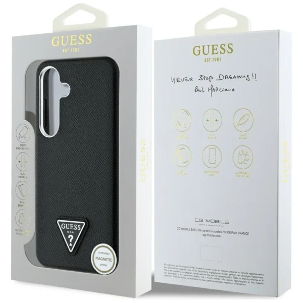 Guess Grained Triangle Logo MagSafe case for Samsung Galaxy S25 - blackeng