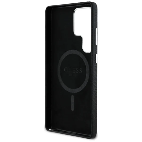 Guess Grained Triangle Logo MagSafe case for Samsung Galaxy S25 Ultra - blackeng