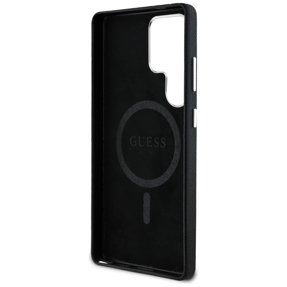 Guess Grained Triangle Logo MagSafe case for Samsung Galaxy S25 Ultra - blackeng