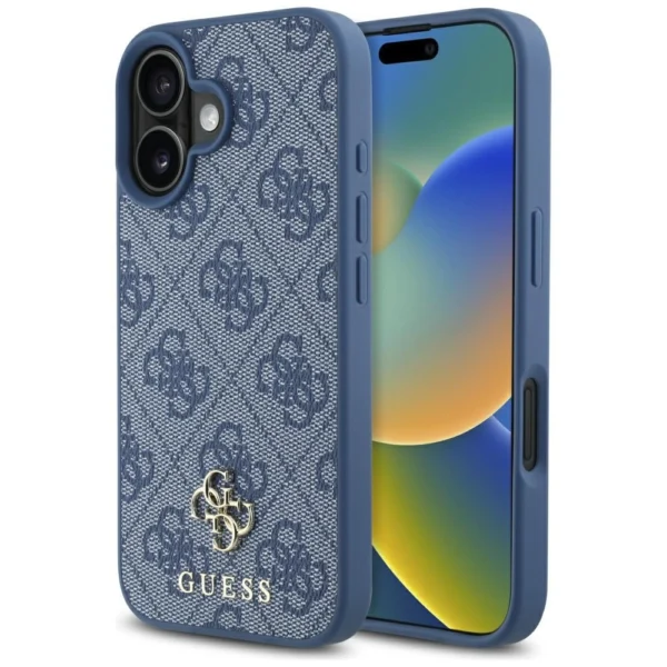 Guess HC PU 4G Small 4G and Classic Case for iPhone 16 MagSafe - Blueeng