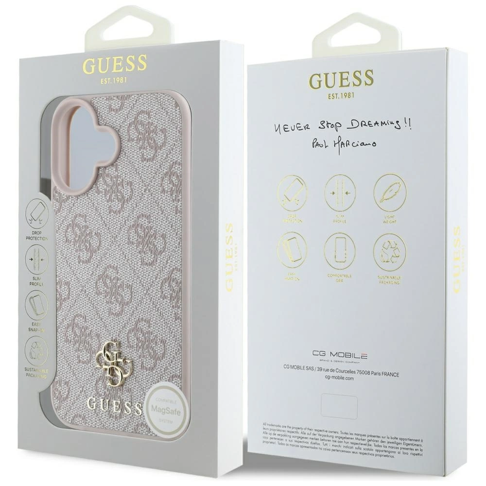 Guess HC PU 4G Small 4G and Classic iPhone 16 MagSafe Case - Pinkeng